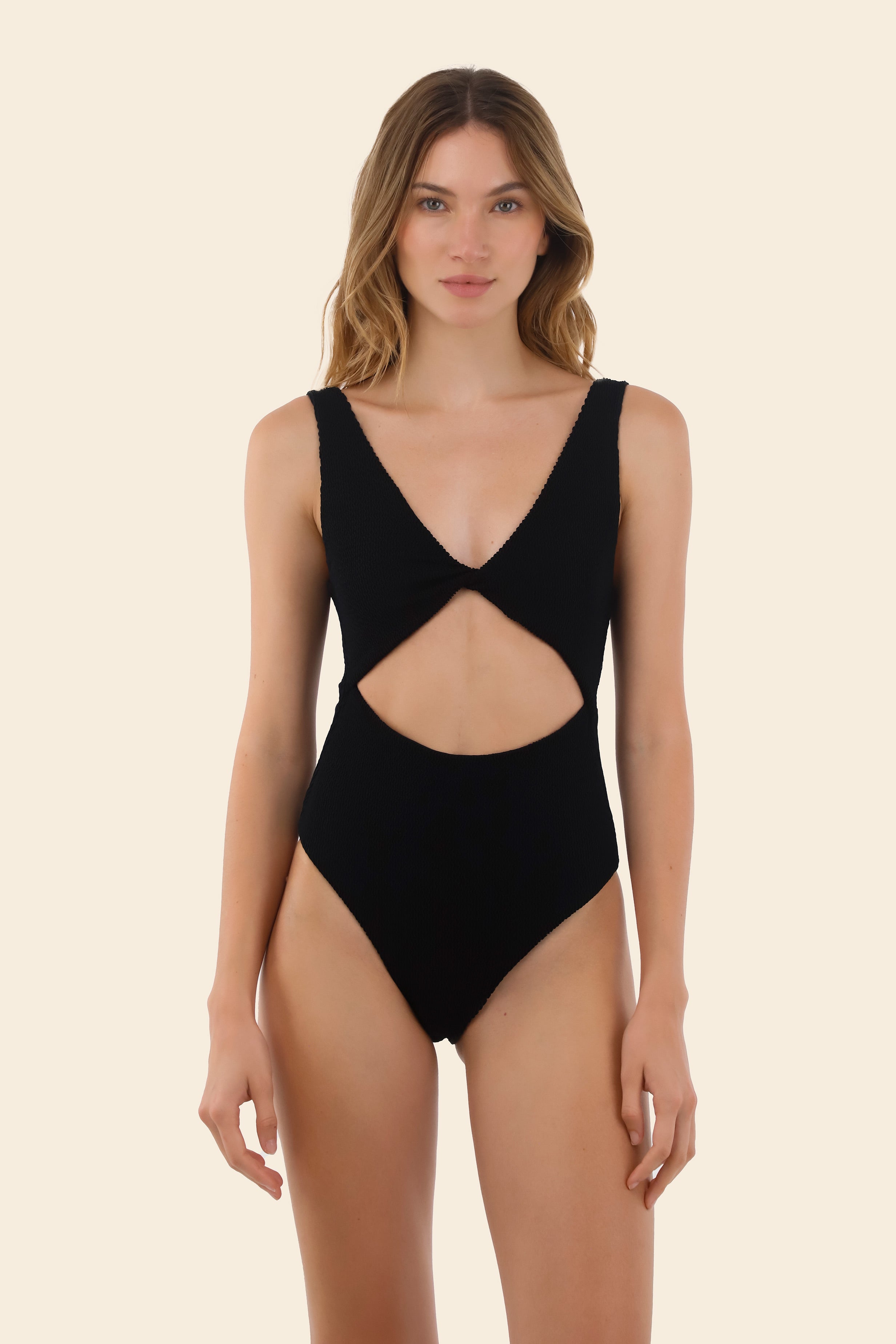 Textured Wave Black Twix One Piece