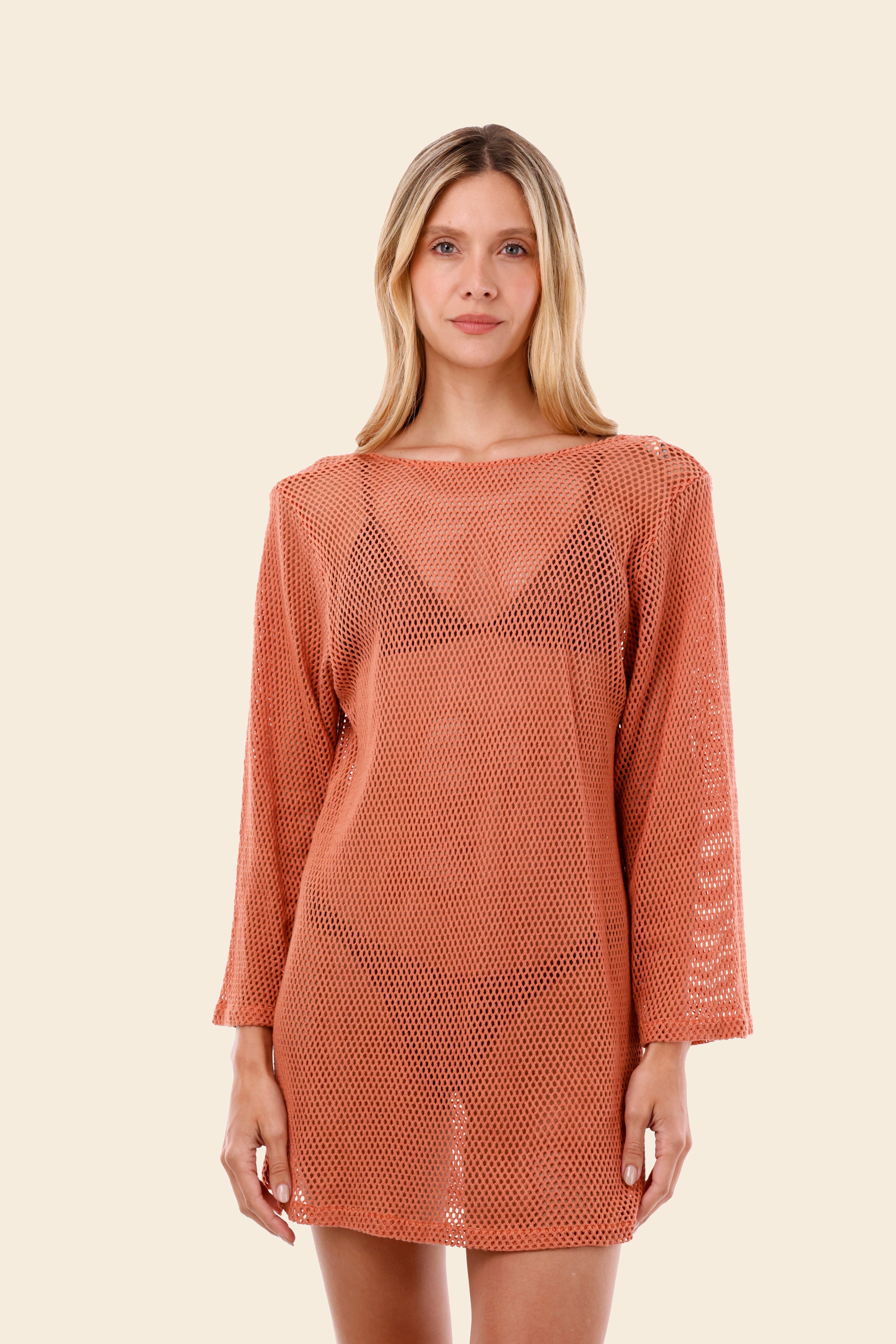 Salmon Mesh Malla Apogeo Dress