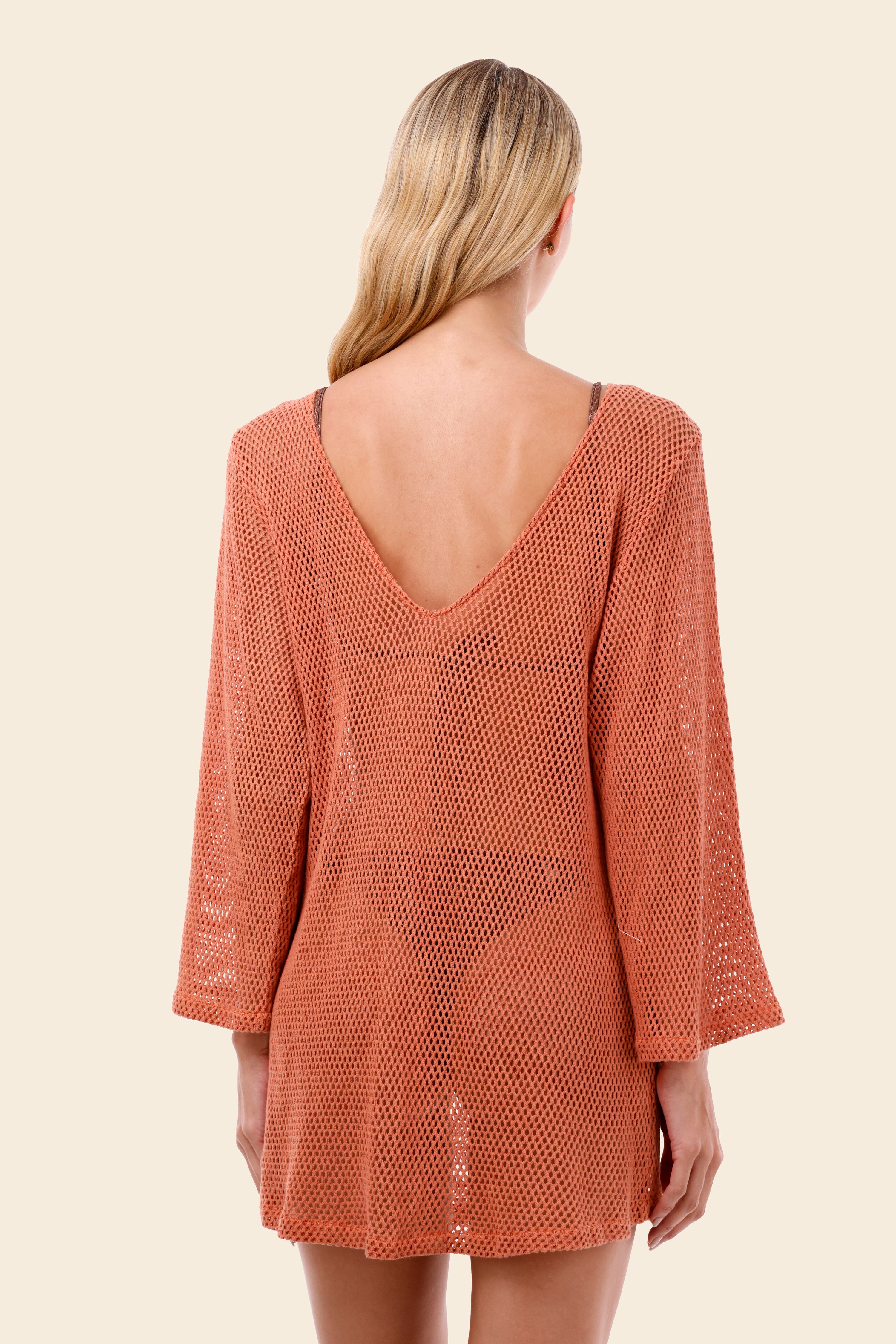 Salmon Mesh Malla Apogeo Dress