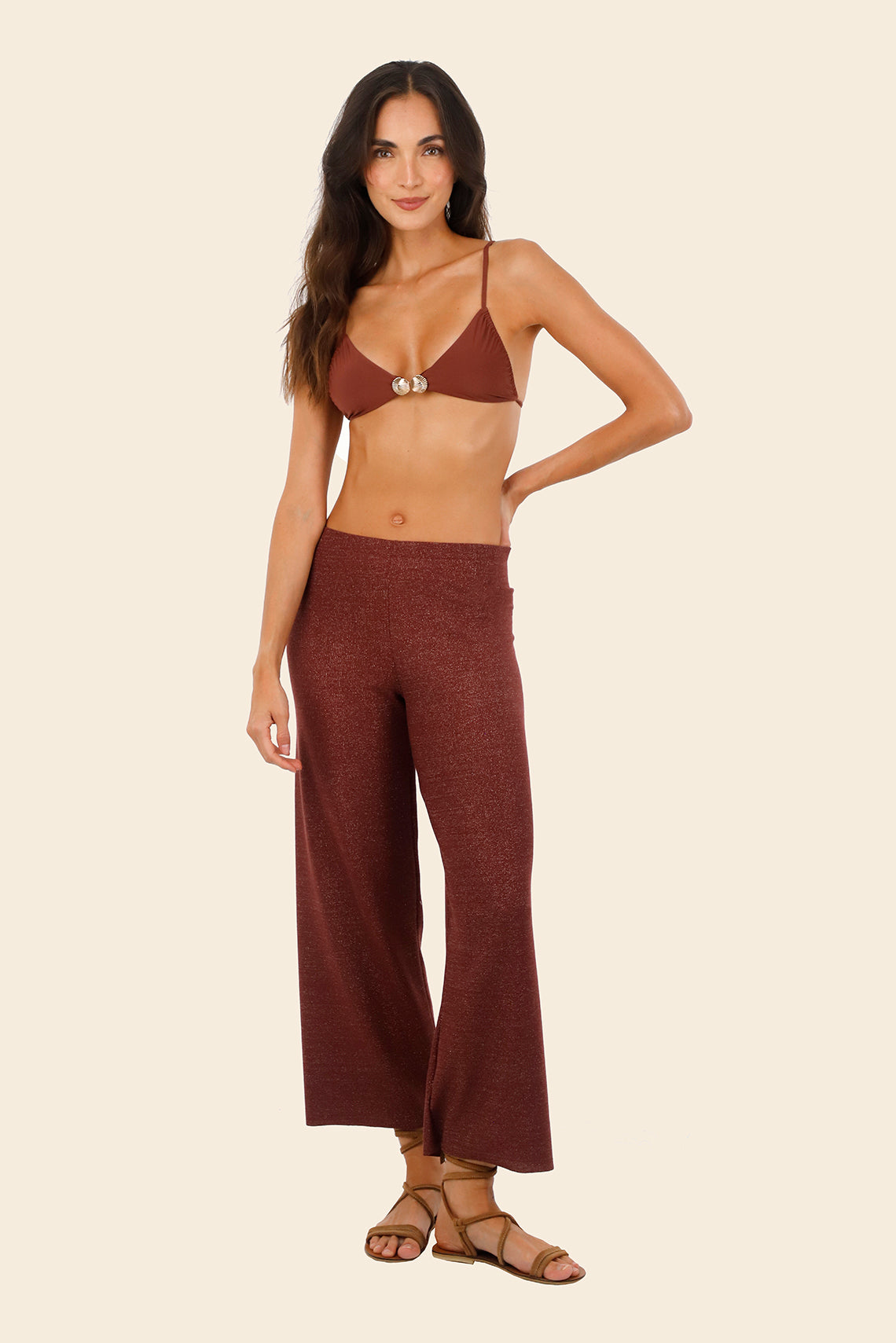 Textured Barn Red  Cove Pants