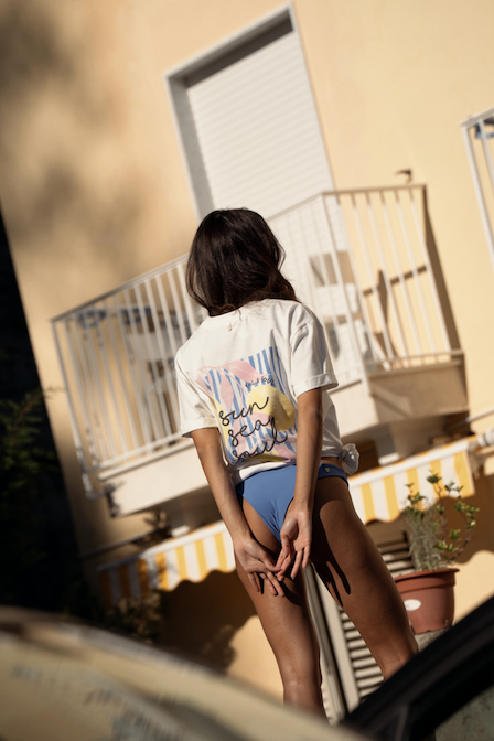 Zebra Line Blue Overzise T Shirt