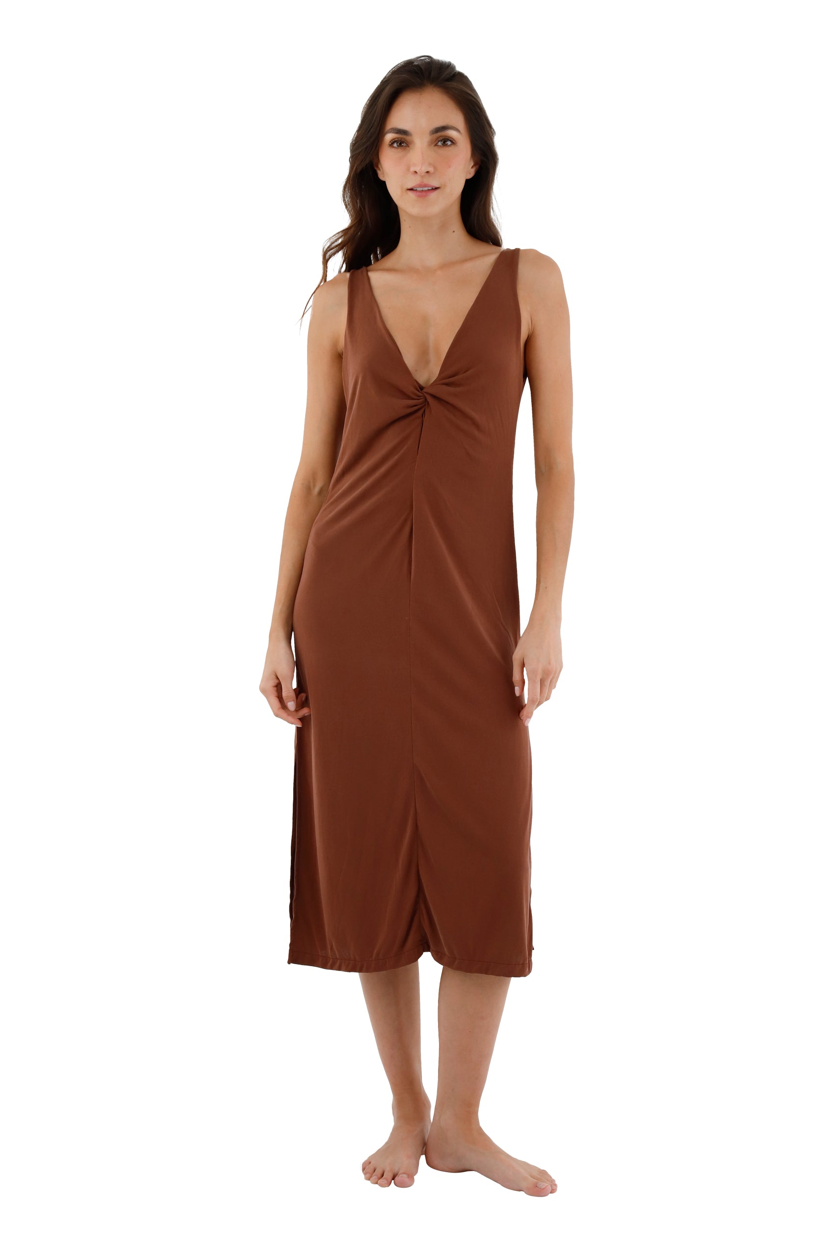 Malai Root Dress in Earth Brown - Chic Backless Women's Dress L Malai Root Dress in Earth Brown - Chic Backless Women's Dress L