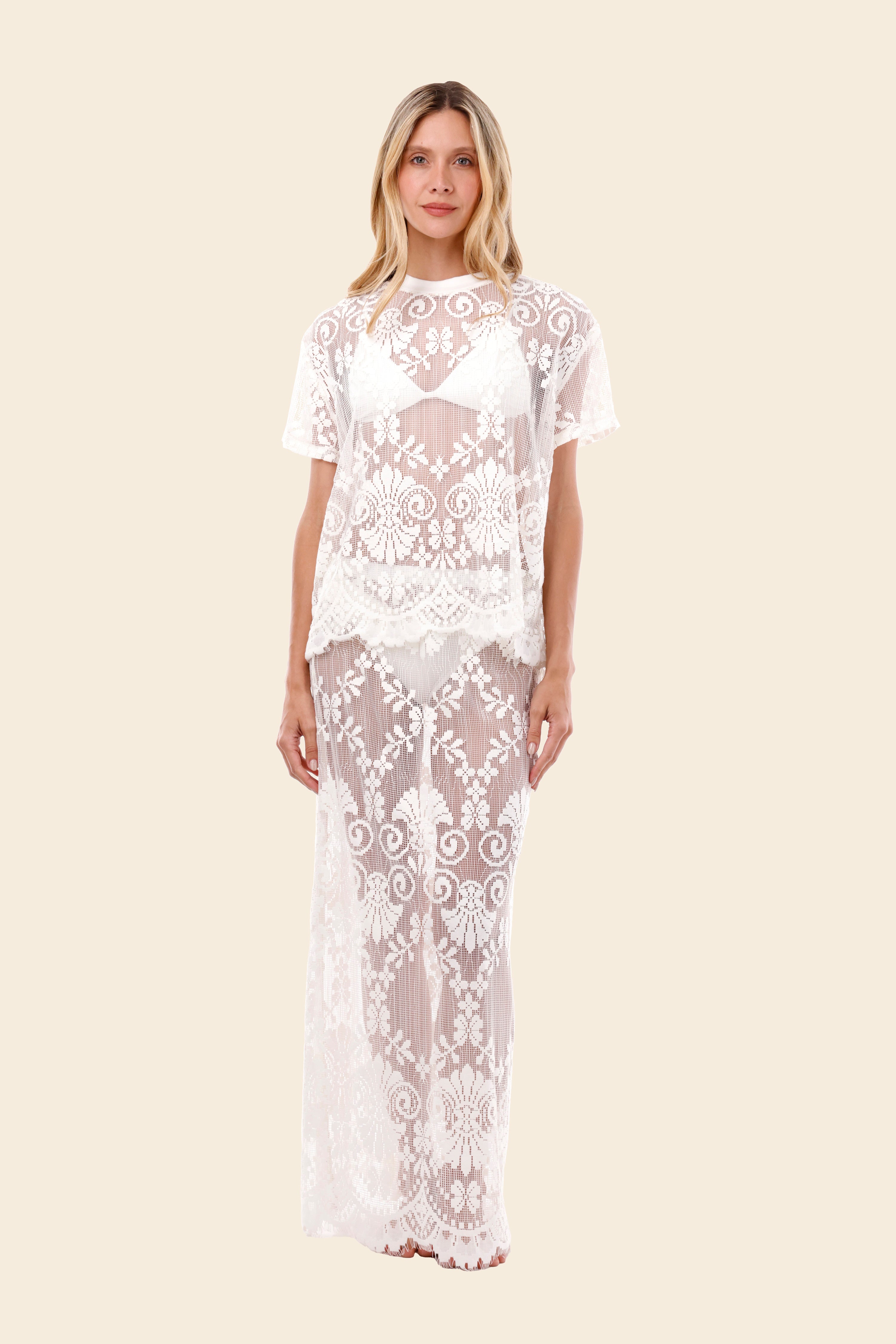Ivory Encaje Sleek Skirt