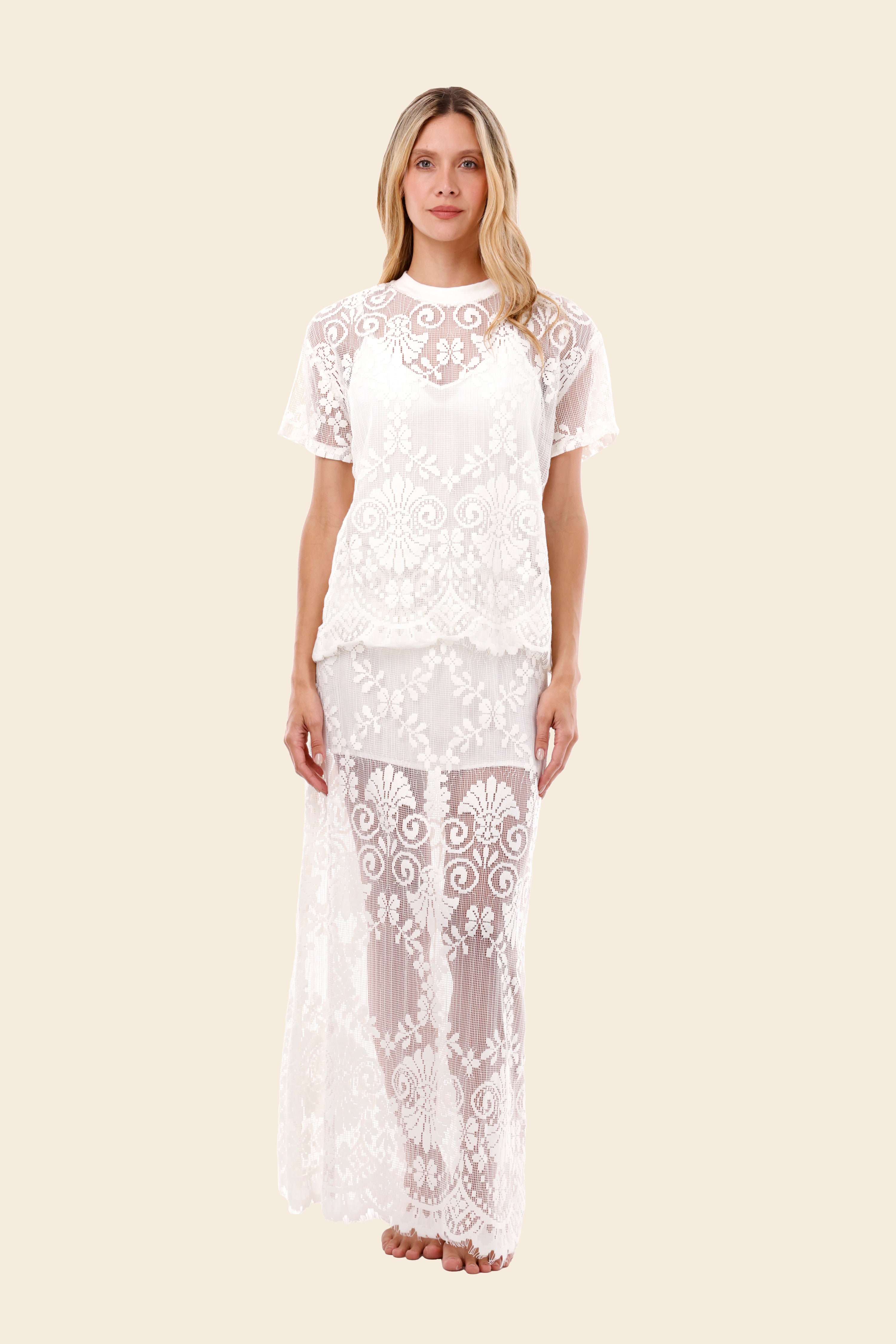 Ivory Encaje Sleek Skirt