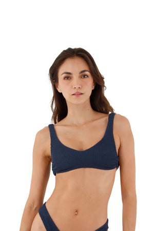 Texture Wave Deep Blue Jazz Hop Top