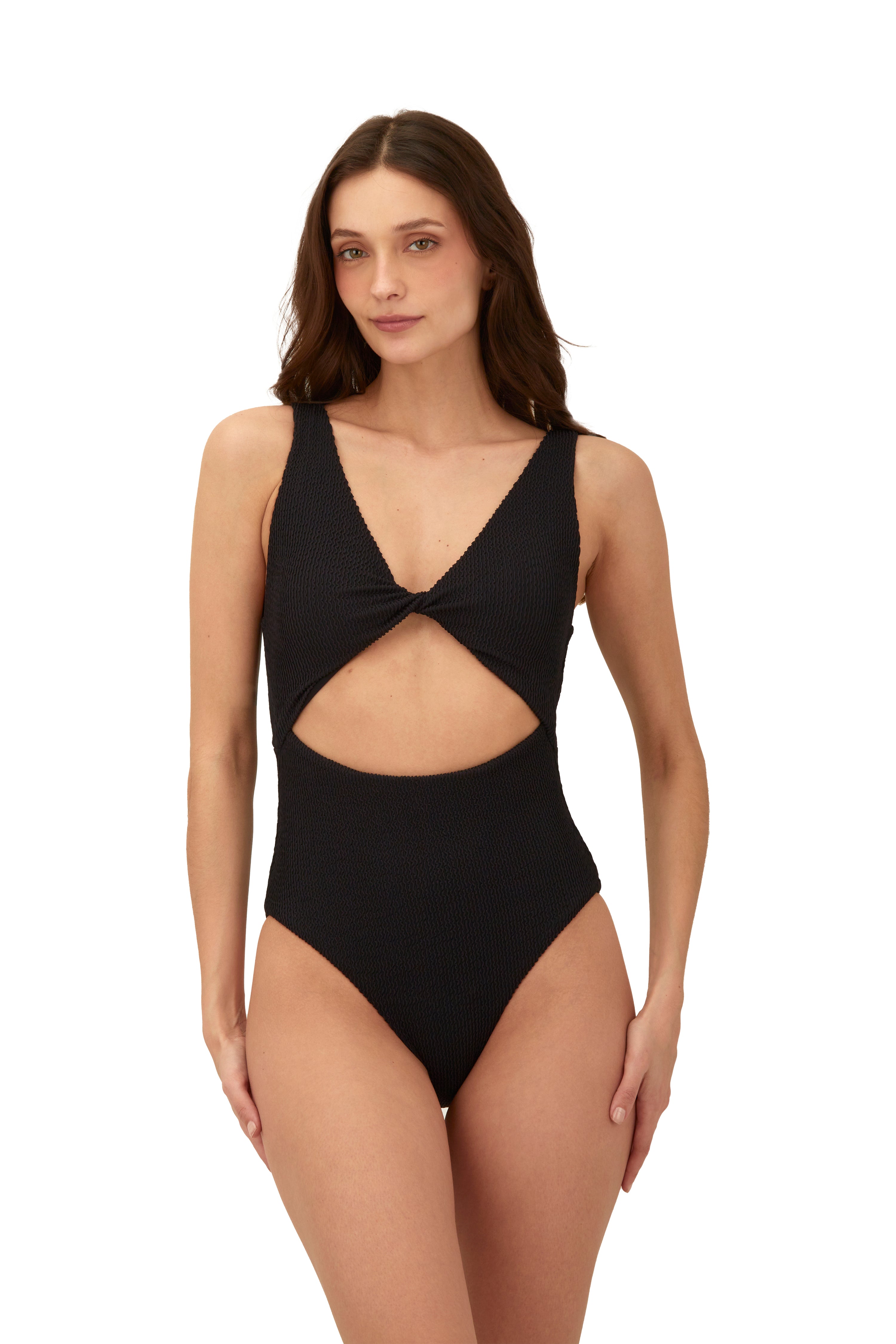 Textured Wave Black Twix One Piece