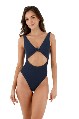 Textured Wave Deep Blue Twix One Piece