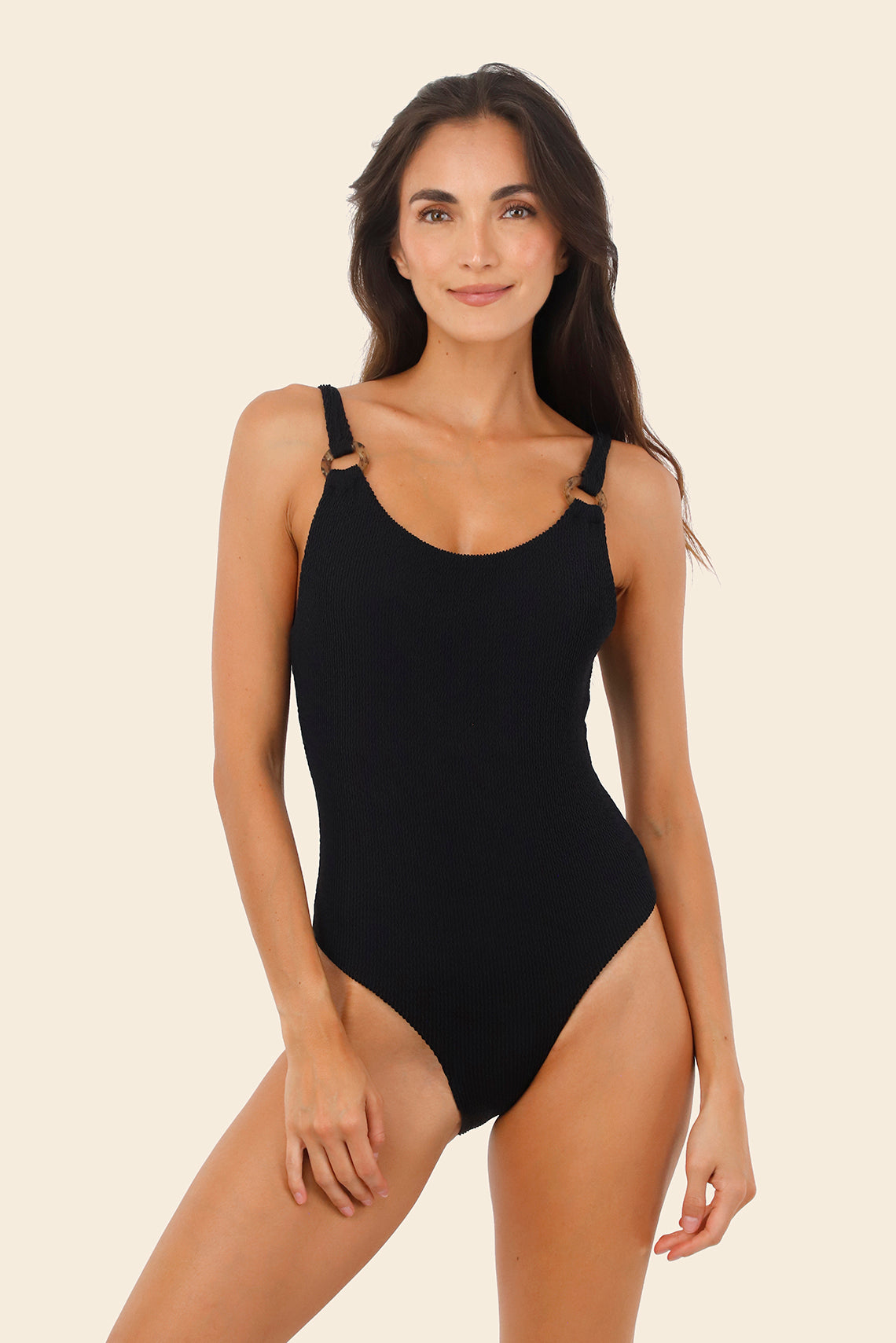 Textured Wave Black Tag One Piece