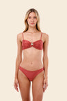 Woman wearing a red bikini 