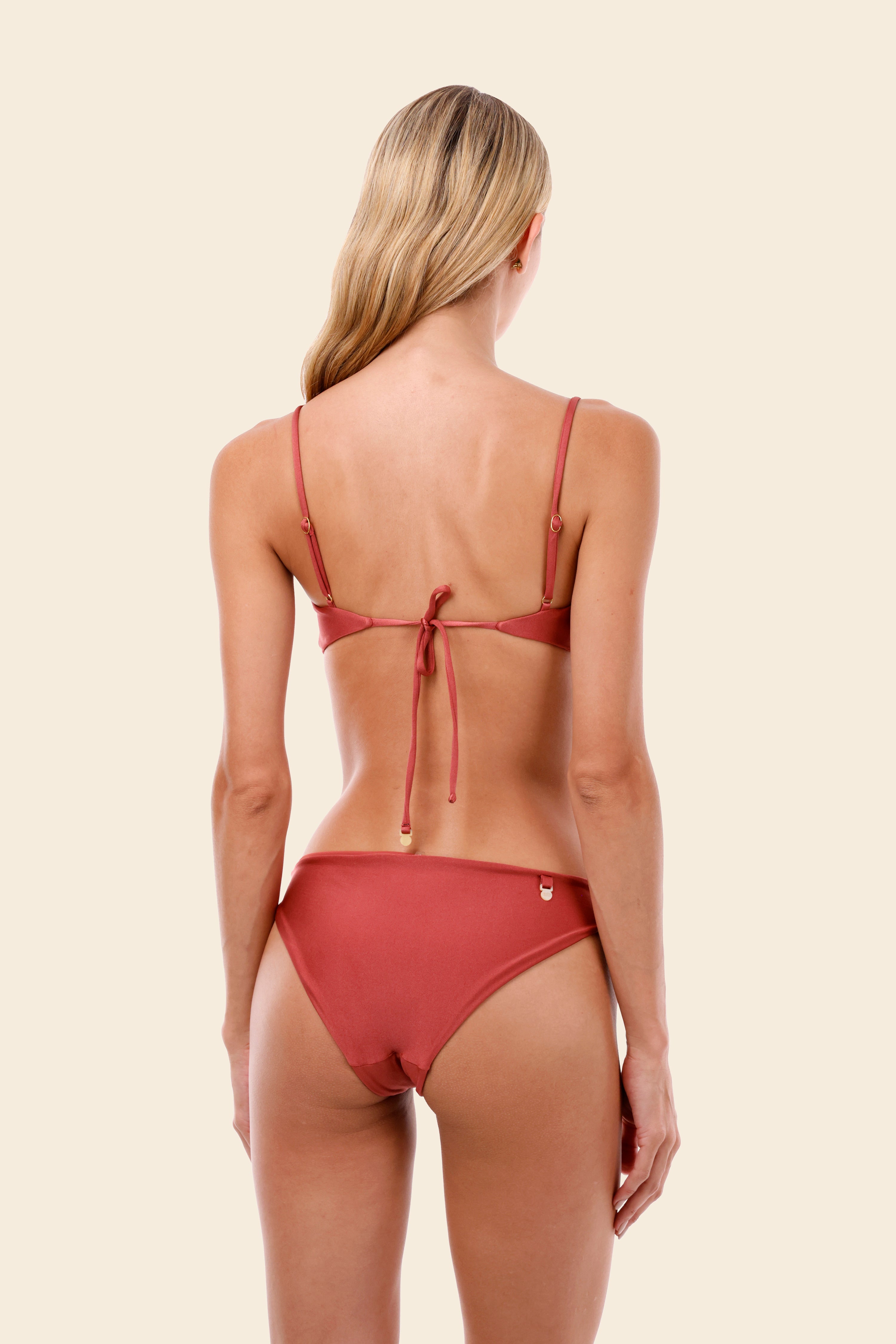 Woman wearing a red bikini 